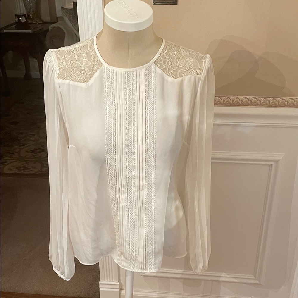 Express Cream Lace Detail Blouse